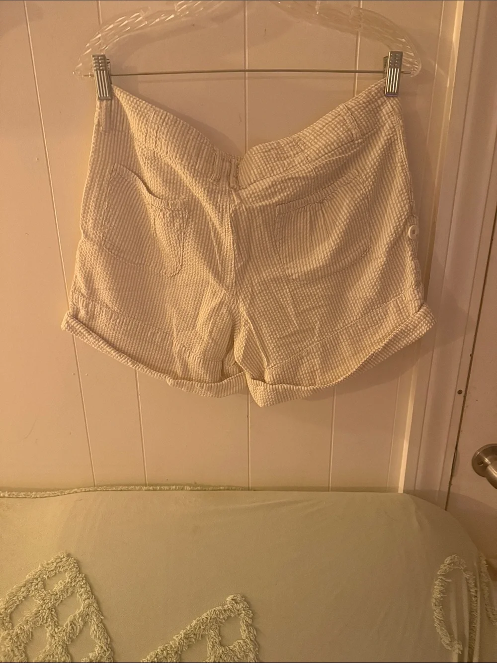American Eagle Outfitters Cream and tan Seersucker Women's Shorts